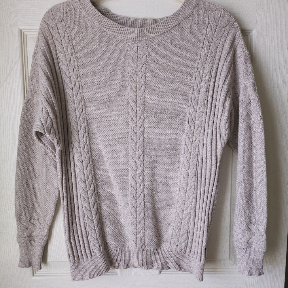 Cyrus Wide Neck Cable Knit Dolman Sweater